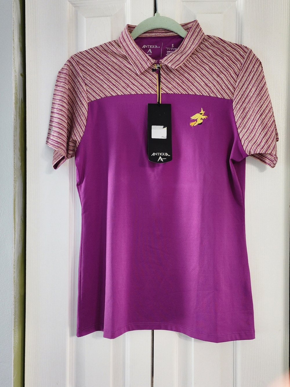 Antigua Purple Polo with Pink Stripe Yoke
